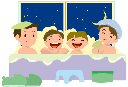 A Family Relaxing In The Bath!